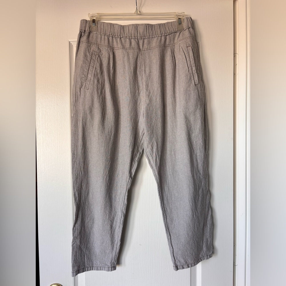 Hei Hei Gray/Khaki Cotton Joggers Pants Womens Large cropped ankle travel comfy